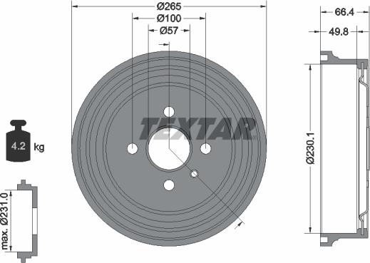 Textar 94048700 - Тормозной барабан autosila-amz.com