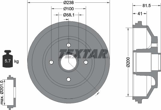 Textar 94043000 - Тормозной барабан autosila-amz.com