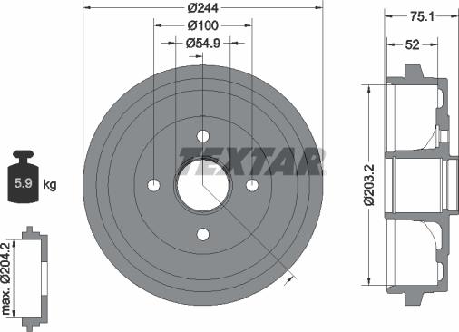 Textar 94043200 - Тормозной барабан autosila-amz.com