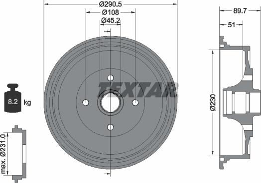 Textar 94009200 - Тормозной барабан autosila-amz.com