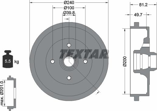 Textar 94006700 - Тормозной барабан autosila-amz.com