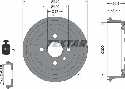 Textar 94008600 - Тормозной барабан autosila-amz.com