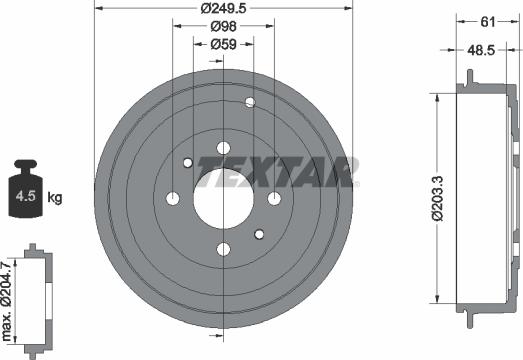 Textar 94019900 - Тормозной барабан autosila-amz.com