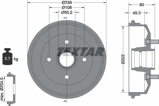 Textar 94019000 - Тормозной барабан autosila-amz.com