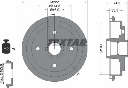 Textar 94019300 - Тормозной барабан autosila-amz.com