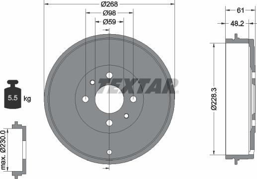 Textar 94014000 - Тормозной барабан autosila-amz.com