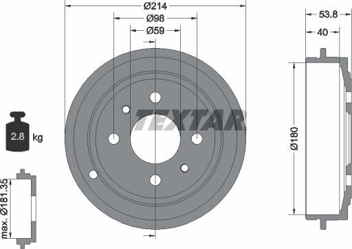 Textar 94014800 - Тормозной барабан autosila-amz.com