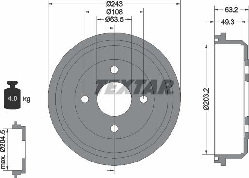 Textar 94015100 - Тормозной барабан autosila-amz.com