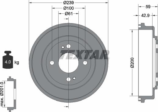 Textar 94015300 - Тормозной барабан autosila-amz.com