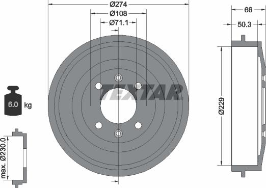 Textar 94010300 - Тормозной барабан autosila-amz.com