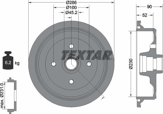 Textar 94011500 - Тормозной барабан autosila-amz.com