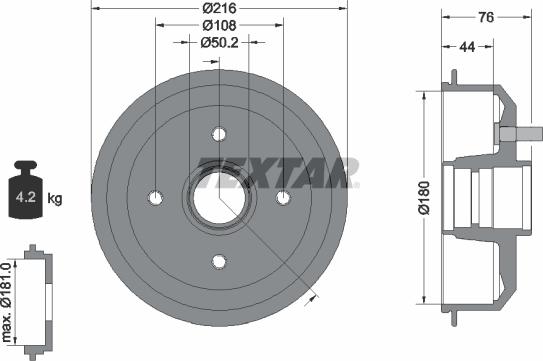 Textar 94012900 - Тормозной барабан autosila-amz.com