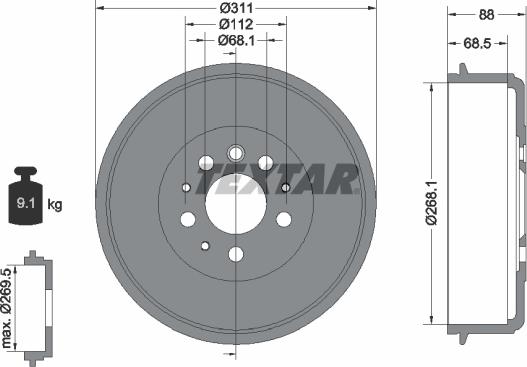 Textar 94012400 - Тормозной барабан autosila-amz.com