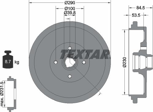 Textar 94012300 - Тормозной барабан autosila-amz.com