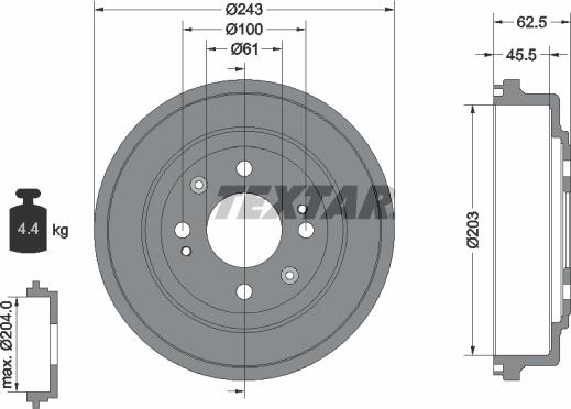 Textar 94017600 - Тормозной барабан autosila-amz.com