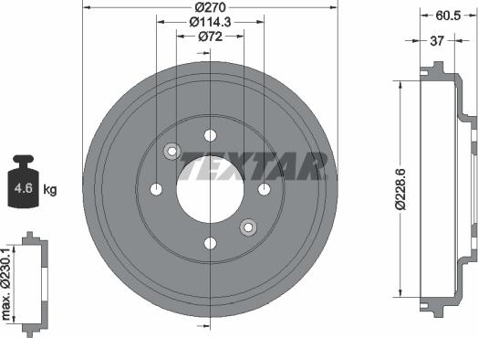 Textar 94034500 - Тормозной барабан autosila-amz.com