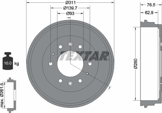 Textar 94035500 - Тормозной барабан autosila-amz.com