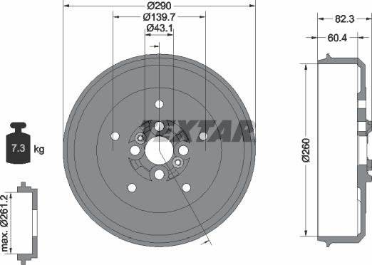 Textar 94038500 - Тормозной барабан autosila-amz.com