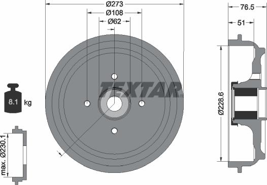 Textar 94037900 - Тормозной барабан autosila-amz.com