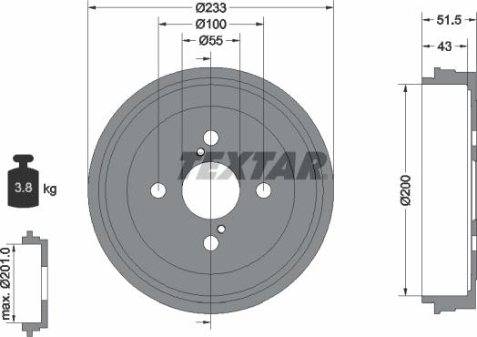 Textar 94029300 - Тормозной барабан autosila-amz.com