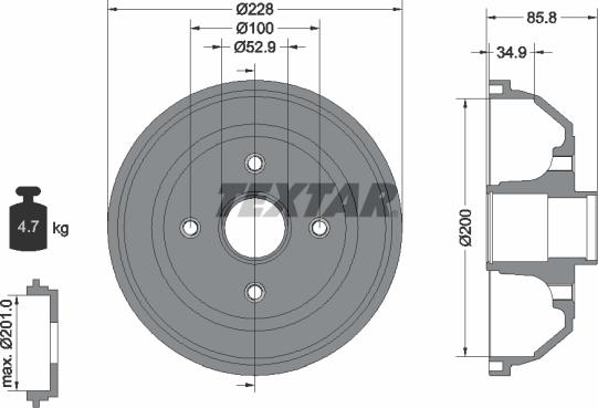 Textar 94024100 - Тормозной барабан autosila-amz.com