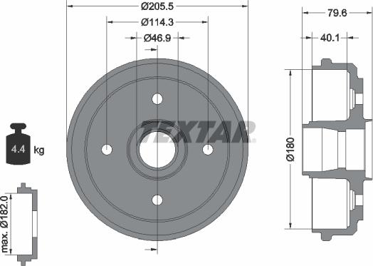 Textar 94026200 - Барабан тормозной MATIZ (M200, M250),SPARK,Spark (M200, M250),SPARK;MATIZ (KLYA),MATIZ Kasten (KLA4) autosila-amz.com