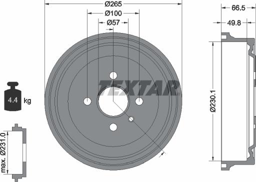 Textar 94020300 - Тормозной барабан autosila-amz.com