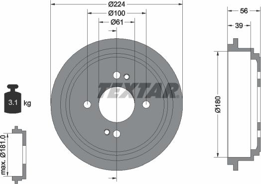 Textar 94028000 - Тормозной барабан autosila-amz.com