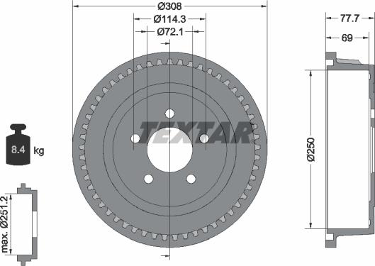 Textar 94028100 - Тормозной барабан autosila-amz.com