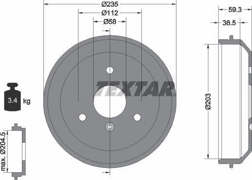 Textar 94022400 - Тормозной барабан autosila-amz.com