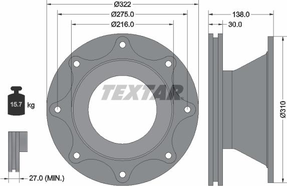 Textar 93086500 - Тормозной диск autosila-amz.com