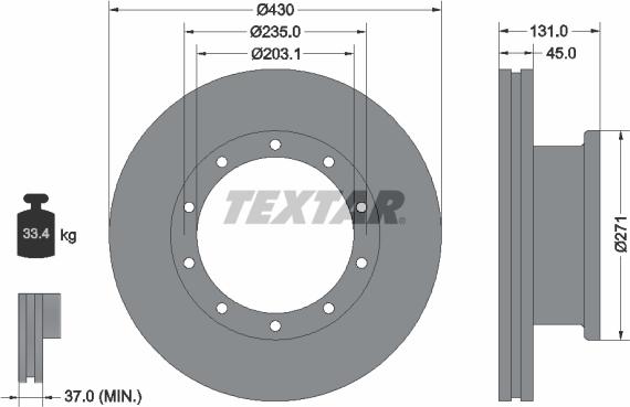 Textar 93086800 - Тормозной диск autosila-amz.com