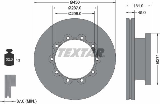 Textar 93088300 - Тормозной диск autosila-amz.com