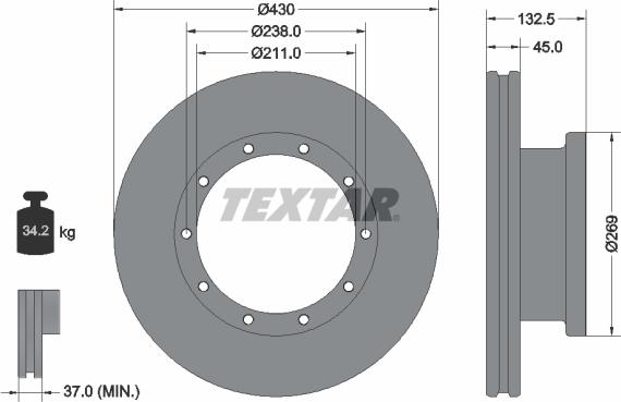Textar 93087900 - Тормозной диск autosila-amz.com