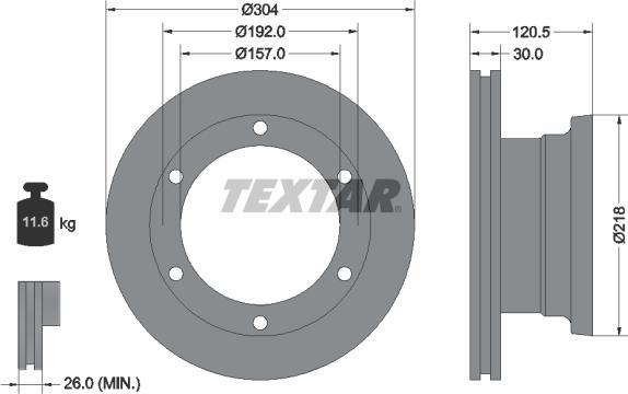 Textar 93087500 - Тормозной диск autosila-amz.com