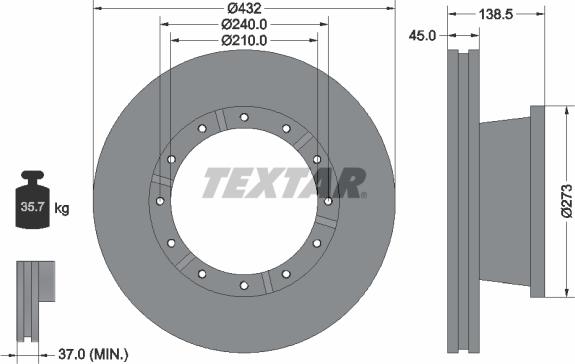Textar 93142900 - Тормозной диск autosila-amz.com