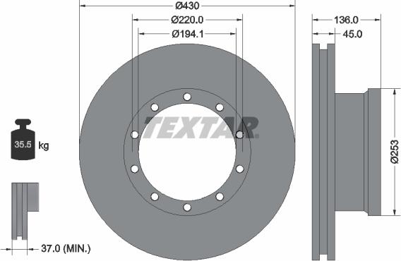 Textar 93101200 - Тормозной диск autosila-amz.com