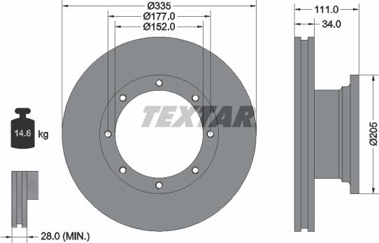 Textar 93102400 - Тормозной диск autosila-amz.com