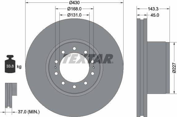 Textar 93186700 - Диск тормозной MERCEDES Actros (11-) (MPIII/MPIV) задний (1шт.) TEXTAR autosila-amz.com