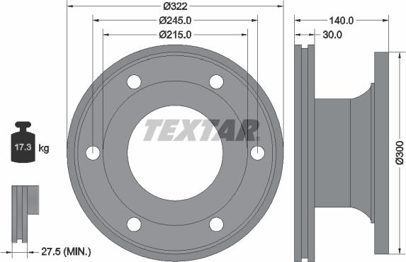 Textar 93128000 - Тормозной диск autosila-amz.com