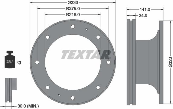 Textar 93127400 - Тормозной диск autosila-amz.com