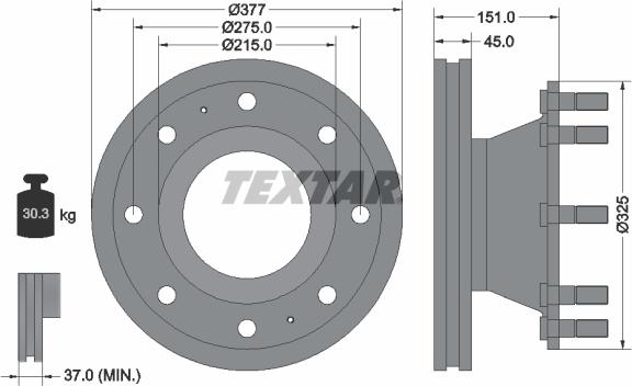 Textar 93127600 - Тормозной диск autosila-amz.com