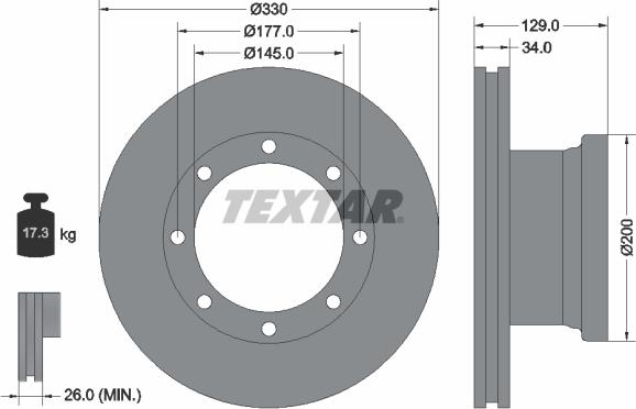 Textar 93127700 - Тормозной диск autosila-amz.com