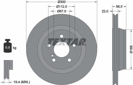 Textar 92099503 - Тормозной диск autosila-amz.com