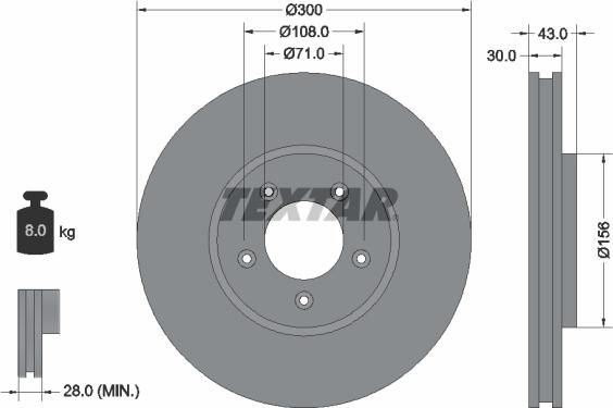 Textar 92099000 - Тормозной диск autosila-amz.com