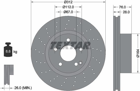 Textar 92099303 - Тормозной диск autosila-amz.com