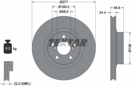 Textar 92094603 - Тормозной диск autosila-amz.com