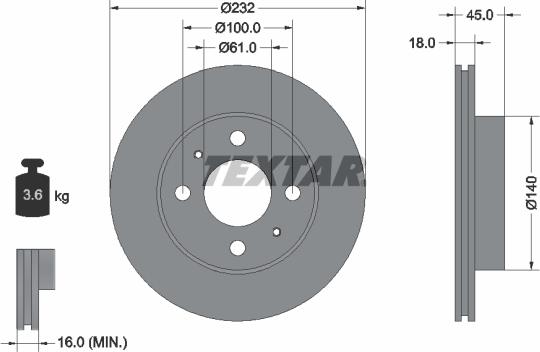 Textar 92090900 - Тормозной диск autosila-amz.com