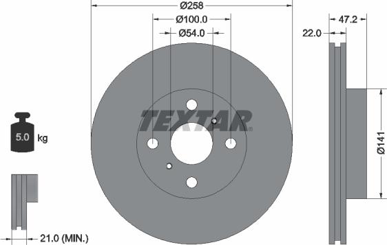 Textar 92090500 - Тормозной диск autosila-amz.com