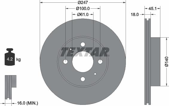 Textar 92091000 - Тормозной диск autosila-amz.com